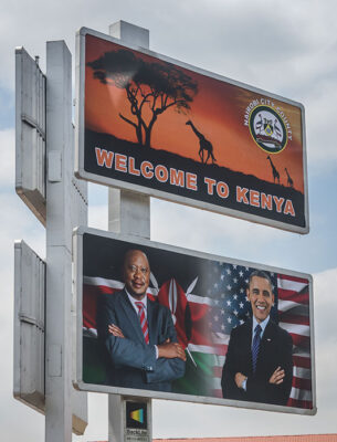 Signs welcoming President Obama to Kenya.